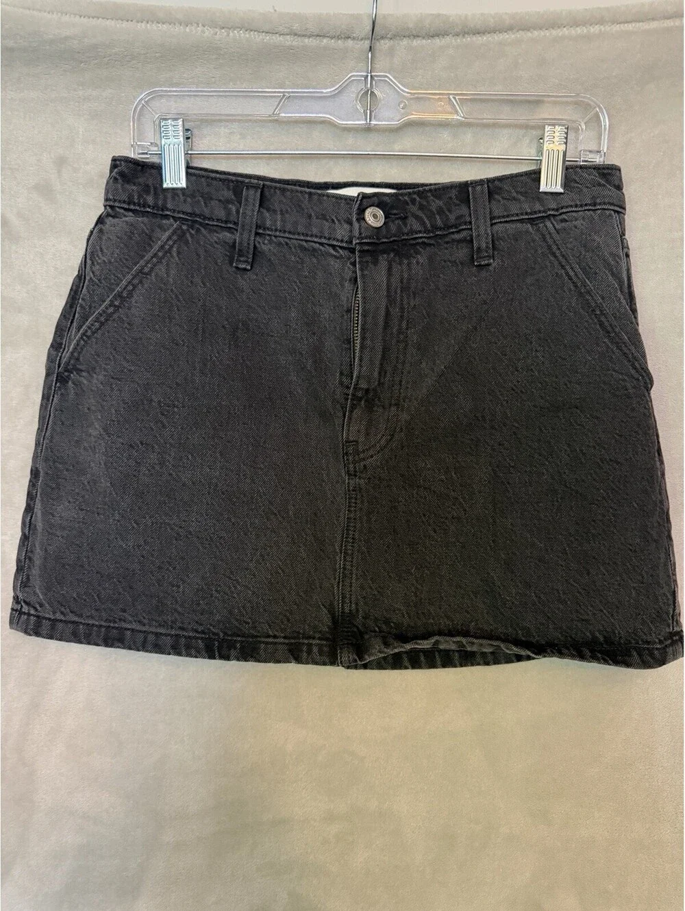 Abercrombie & Fitch Black Denim Mini Skirt High Rise Size 6/28